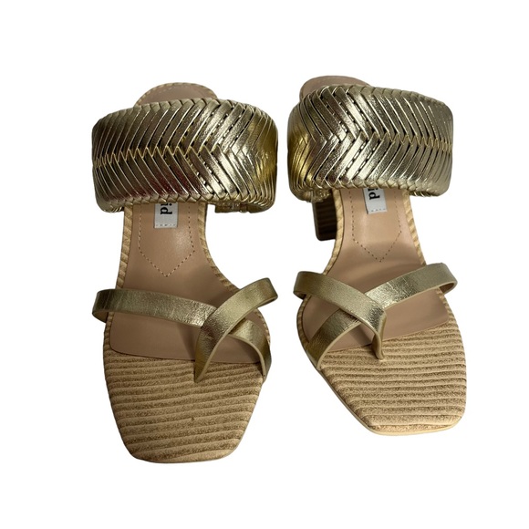 NWT Charles David Horation Gold Metallic Leather Block Heel Sandal Size 7 NIB - Picture 6 of 11